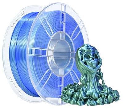 iBOSS PLA 3D Drucker Filament, PLA Filament 1,75 mm zweifarbiges Seidenfilament, 3D-Druckfilament glänzend Co-Extrusion 1kg (2.2lbs), zweifarbig blau grün