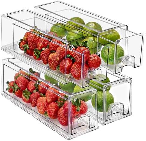 Sorbus Small Clear Storage Drawers (4 Pack)