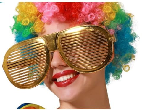 BigBuy Carnival Brille Gold XXL