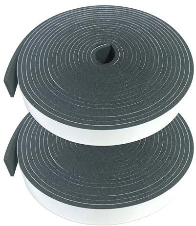 Self Adhesive Foam Strip, 2 Rolls 20mm x 3mm x 5M Foam Draft Excluder Tape, Weather Stripping Door Seal Strip for Door Window Against Cold Draught/Anti-Collision/Soundproof/Waterproof/Dustproof