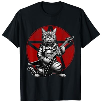 Heavy Metal Cats y Death Metal Music Metalhead Rock Guitarra Camiseta