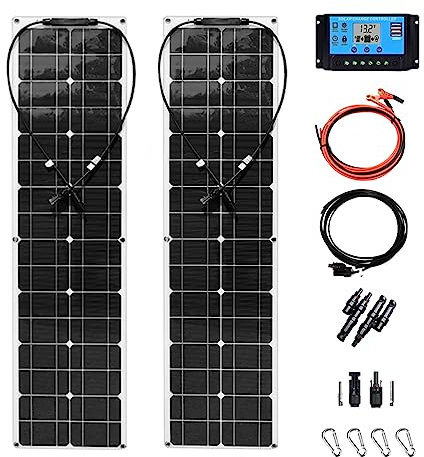 GSHAOBEN 200W 4 Pièces 200W Panneau Solaire Flexible Cellule Monocristallin Système de Panneau Photovoltaïque Pour Maison Voiture Bateau Camping-Car En Plein Air/2 * 200W