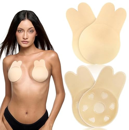 LICHUANUK Reggiseno Adesivo, Reggiseno Push Up Invisibile in Silicone, Reggiseno Adesivo Lavabile Riutilizzabile Appiccicoso per Le Donne, Colore della Pelle M