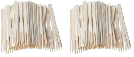 100Pcs Wooden Fruit Fork Pick Dessert Forks Tableware Party Forks Knives and Set Individual