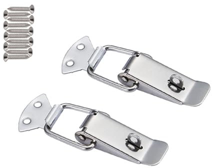 Spannverschluss Edelstahl, Kistenverschluss, Spannverschluss Klein für Case Box, Toolbox, Schublade, Schrank, Truhe, 56mm mit 10 Stück Schrauben, 2 Stück