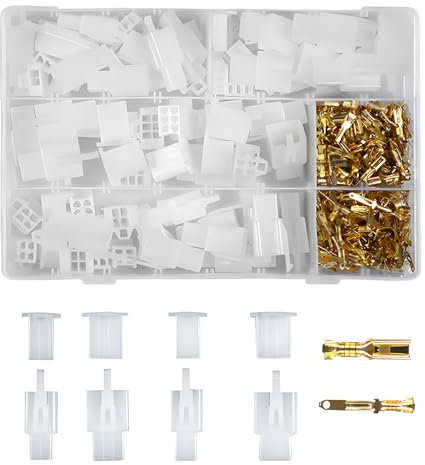 380 Pcs 2.8mm 2 3 4 6 Pin Plug Kit, Automotive Housing Header Crimp Electrical Wire Terminals Connectors, Car Motorcycle Bullet Terminal Connectors for Car/Motorcycle/Boats/Automotive