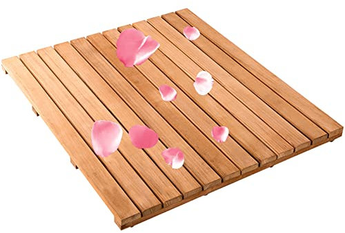 Holz-Duschmatte für Whirlpool, Badewanne und Dusche, rutschfeste Bambus-Duckboard-Brett, anpassbar, 50 x 60 cm, Naturholz, Spa-Matte