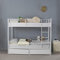 Bonnlo Metal Bunk Bed, Single over Single Loft Bed Frame with Ladder and Safety Guardrail, Bedroom Dorm Apartment Furniture Space-Saving Twin Bunk Bed with Drawer for Kids Teens Adults (White)
