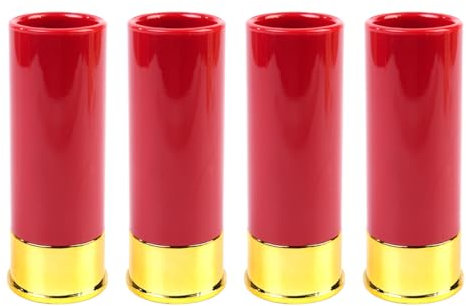 Sarini 4 Verres, Verres à Tequila au Design étui à Cartouches, Mini gobelets en Plastique pour Whisky, Rhum et liqueurs, Parfaits pour Les fêtes, Festivals et Coffrets Cadeaux