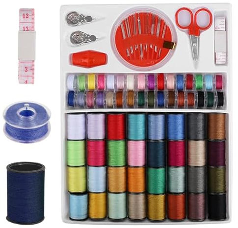 HAYGEM 64 Pezzi 64 Colori Set Cucito, Filo per Cucire Universale, Filo per Macchina da Cucire con Aghi e Forbici per Macchine da Cucire o Cucito a Mano per Principianti o in Viaggio