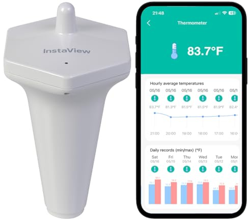 Termometro da piscina galleggiante facile da leggere con app per telefono, avvisi accurati, a lungo raggio, WiFi senza fili, digitale, per piscine interne ed esterne, vasche idromassaggio, acquario e