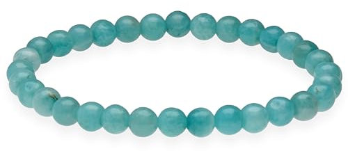 Lebensquelle Plus Kugelarmband | Perlen Armband 6 mm | Hochwertiges Edelsteinarmband | Natur Stein Edelsteinarmband dehnbar (Amazonit)