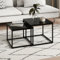 Couchtisch 2er Set quadratisch aus Holz, Wohnzimmertisch Modern, Beistelltisch Set 2 in 1 mit Metallgestell für Wohnzimmer Büro Beistelltisch Loft Design Twin | Schwarz