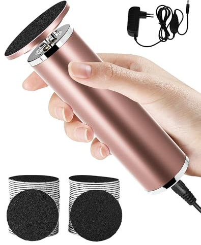 Lima Electrica Pies Quita Durezas para Pies Profesional Pedicura Callos Pies Eliminar - Velocidad regulable - electrico limador de durezas con 60 Papel De Lija,Oro