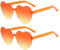 Meleager Herz Brille, Orange Rot Gradient Herzförmige Sonnenbrille, 2 Stück Randlose Sonnenbrillen Set Party, Vintage Hippie Herzform Brille 90er, für Party, Hochzeit, Karneval, Halloween
