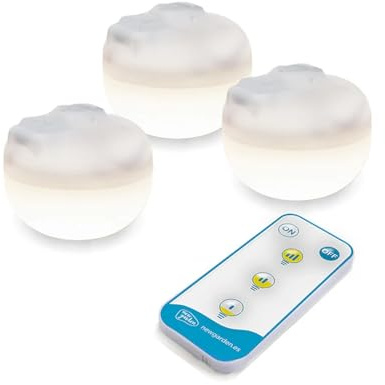 Akku Leuchtmittel LED 3er Set tragbar mit Haken Magnet Ø 6,5 cm 2700 K dimmbar Fernbedienung USB IP54 Campingleuchte Licht Lampe außen innen