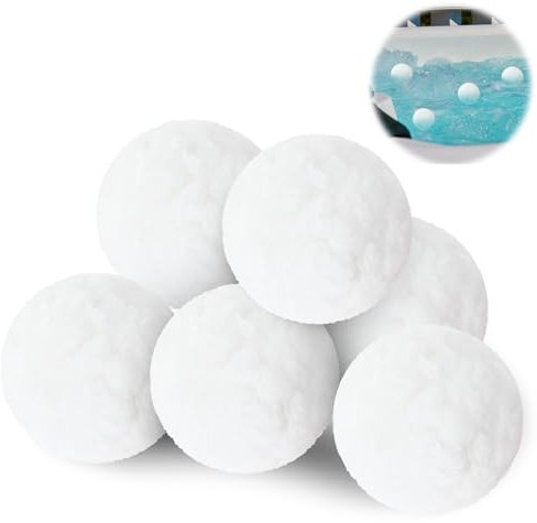 Tyqour 6 Pack Absorber Balls for Hot Tub Scum Pool Filter Ball 3 Inch Reusable Scum Balls for Spas Tub White Washable Oil Absorbing for Hot Tub Accessories