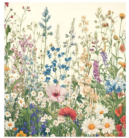 Grckit Autocollant magnétique vintage pour lave-vaisselle Motif fleurs sauvages 58,4 x 66 cm