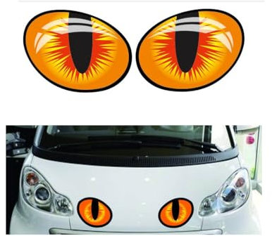 2 Paar Evil Eyes Vinyl Drohne Motorrad Helm Auto Aufkleber Sticker, Rasenmäher Mähroboter, Staubsauger Roboter Eye Stickers, Selbstklebendes Augen Aufkleber für Saugroboter