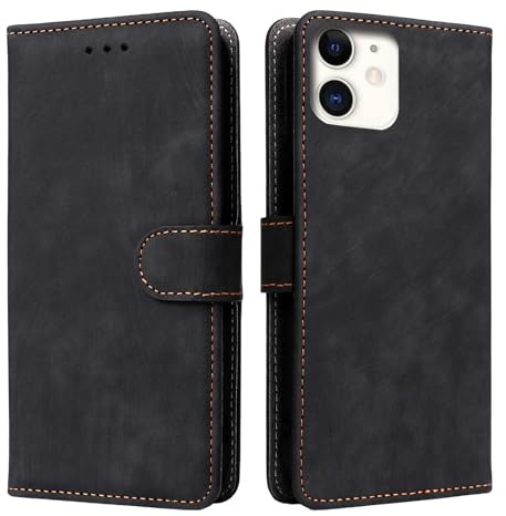 Riccase for iPhone 11 Case PU Leather Wallet with RFID Blocking, Built-in Kickstand TPU Shell Card Slots, Flip Book Shockproof Magnetic Closure Protective Phone Cover for iPhone 11 Black