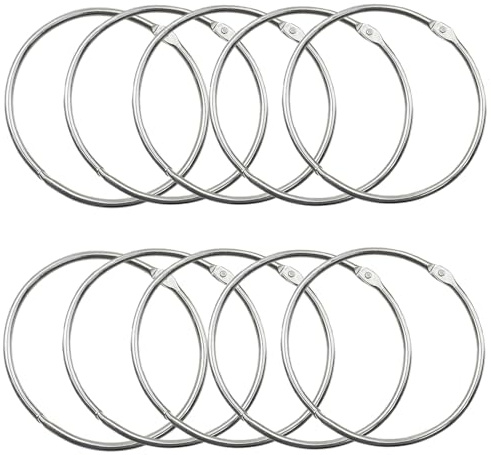 SIXHAOBU 10 Stück 80mm Warenring Große Metallring, Vielseitiger Warenring mit Schnellverschluss Schlüsselring mit Offenem für Schlüssel Kleidung Dokumente Basteln Duschvorhang