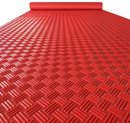Rutschfeste PVC-Bodenschutzmatten für Garage, Anhänger, Werkstatt, Zuhause, Fitnessstudio, zuschneidbare Bodenbeläge (2 m lang, 2 m lang, 2,5 m, L: 2,5 m, Rot