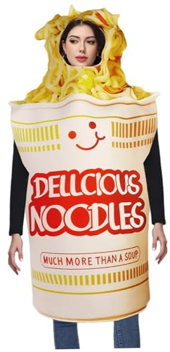 NIDONE Ramen Costume Instant Noodles Fast Food Costume with Face Opening Cup Noodles Dress Up Funny Food Suit for Adult Men Women