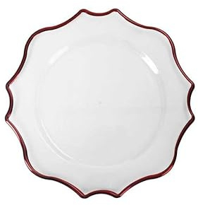 BRANDANI Sottopiatto Smart 33cm Set 4 Pezzi Trasparente Bordo Rosso