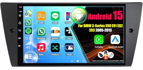 Android 15 Autoradio CarPlay Android Auto per BMW 3-Series E90 E91 E92 E93 2005-2013, 9 Pollici Car Radio con GPS WiFi Bluetooth FM RDS(4Core(2+32GB))
