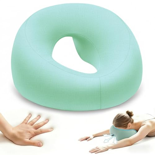 nuneoeuo 1 PCS Face Down Pillow Green, Massage Headrest for Bed with Hole Facial Cushion, Soft Pillows Massage Pillow Face Down Memory Foam for Beauty Salon Spa or Office
