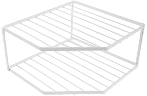 GALPADA Rack Shelf, Space Optimization Design Dish Layer with Double and Organizer White Iron Corner for Versatile Placement Storage Kitchen Counter Cabinet for Plates