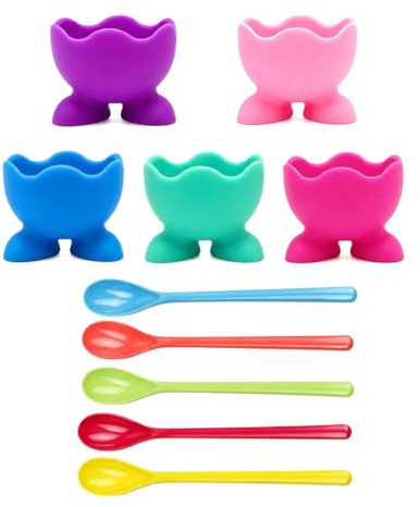 20PCS Egg Cups Set, Boiled Egg Holders Breakfast Table | Silicone, Vibrant Table Accessory, for Kitchen Home Family Use