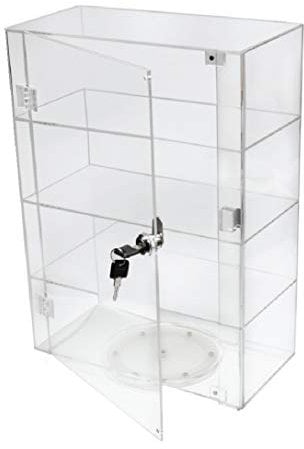 PC3721 @ 1 vitrine en Acrylique Transparent Brillant avec Porte de sécurité et verrou de sécurité (420 x 300 x 203 mm)