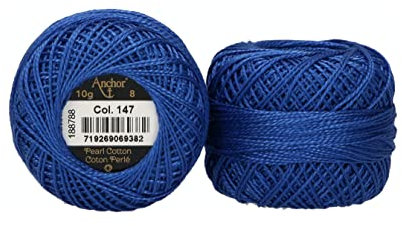 Anchor Perlgarn 8, 4591008-00147, Farbe:kobaltblau, Stickgarne Stärke 8, 82m