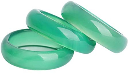Anillo de banda de piedras preciosas de Jade, ágata verde natural de 3 unidades.