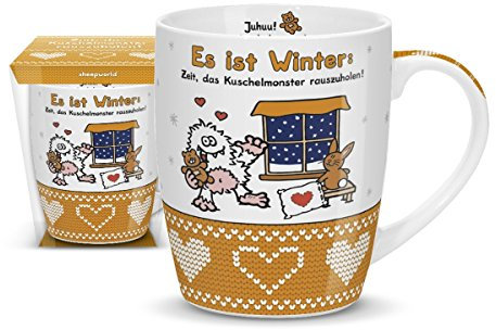 sheepworld 49636 Tasse Kuschelmonster in Geschenkverpackung, Porzellan, mehrfarbig, 8,8 x 8,8 x 11 cm