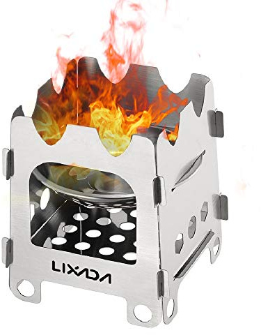 Lixada Camping estufa de madera Portable plegable de acero inoxidable estufa para cocinar al aire libre Picnic caza supervivencia emergencia, Mini Size