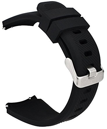 MroTech Gear s3 Armband Silikon 22mm Uhrenarmband Silikonarmband Weich Sportarmband Sport Silicone Band kompatibel für Samsung Gear S3 Frontier Classic, Galaxy Watch 46mm, Ticwatch Pro - Schwarz