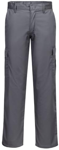 Portwest C701 Combat Trousers Bartacked at All Stress Points Ferrous Free | Grey, 48 Waist, UPF 40+, Regular Fit, Durable Polycotton Fabric, 35% Cotton, Hook and Bar Closure, Reinforced Seams, Workwear