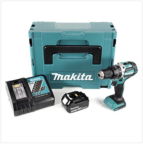 Makita DHP 484 RT1J 18V Brushless Li-Ion Akku Schlagbohrschrauber im Makpac inkl. 1x BL 1850 B 5,0 Ah Akku und DC18RC Ladegerät