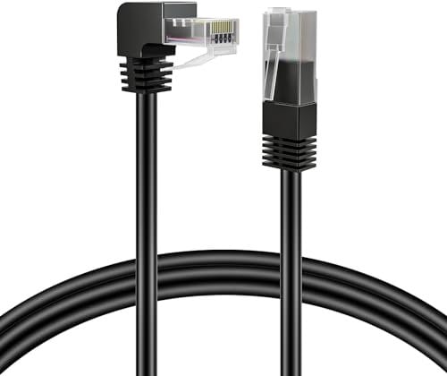 TNP Cat6 Ethernet Cable (Right Angle Down, 3 FT) - RJ45 90 Degree Network Connector 500 MHz 10 Gigabit Gold Plated Patch Plug Wire LAN Cord For PS4 Fire-Stick Xbox One Smart TV Gaming & Computer