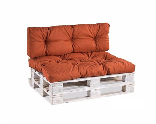Gutekissen® Palettenkissen, Gartensofakissen, Gesteppte Kissen gefüllt mit granuliertem Poulirette-Schaum, viele Farben und Größen PPI (Sitzkissen 120x40, gesteppt Orange)