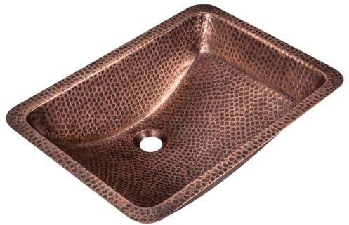 Monarch Abode 17095 Lavabo da bagno in puro rame martellato a mano, doppio montaggio, 53,3 cm (rettangolare)