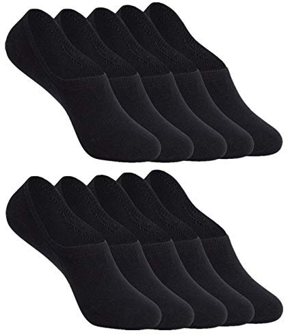 YOUCHAN Sneaker Socken Damen Herren Füßlinge 10 Paar Footies Unsichtbare Kurze No Show Socken Großes Silikonpad Anti Rutsch_Schwarz_39-42