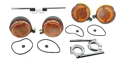 Ost2rad Blinker rund mit HALTER chrom S50 S51 S70 mit E-Prüfzeichen Set, für Simson