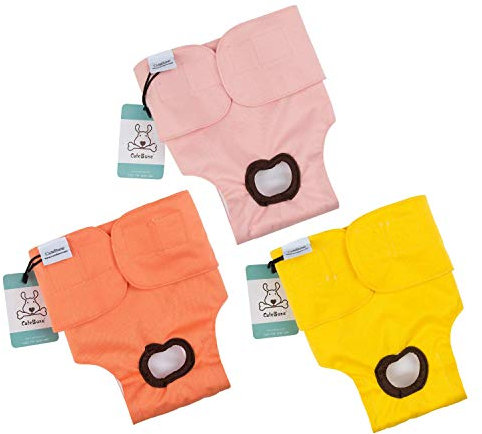 CuteBone 3er-Pack Waschbare Hundewindeln für Damen, wasserdichte Welpenhosen, Valentinstag, Rosenkollektion für Hündchen in der Hitzeperiode D25XS-DE