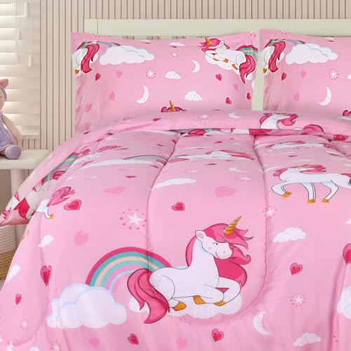 Utopia Bedding Unicorn Kids Comforter Set with 2 Pillow Shams, 3 Piece Soft Microfiber Twin Bed Comforter with Pillow Shams, Printed Kids Bedding for Boys and Girls, Lightweight, Breathable,Easy Care
