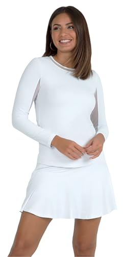 IBKUL Athleisure Wear Sun Protective UPF 50+ Icefil Cooling-Long Sleeve Crew Neck with Mesh-83000 White/Solid/S