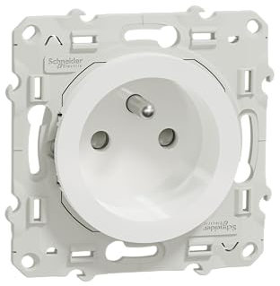 Schneider Electric S525039 Odace, prise de courant 2P+T, à griffes, Connexion à vis, Blanc Odace, prise de courant 2P+T Blanc, à griffes connexion à vis