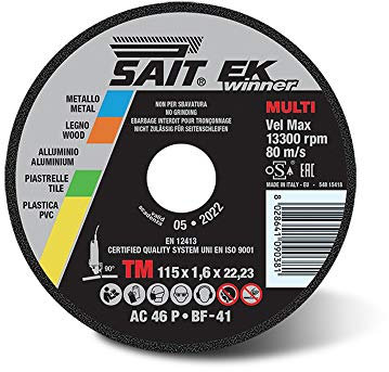 Sait 09040 EK WINNER-TM AC 46 R - Disco da taglio piatto, diametro 230 mm, spessore 2 mm, foro medio 22,23, 50 pezzi
